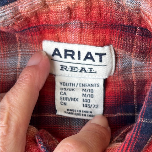 Ariat Youth Red and Blue Plaid Shirt - Picture 2 of 16